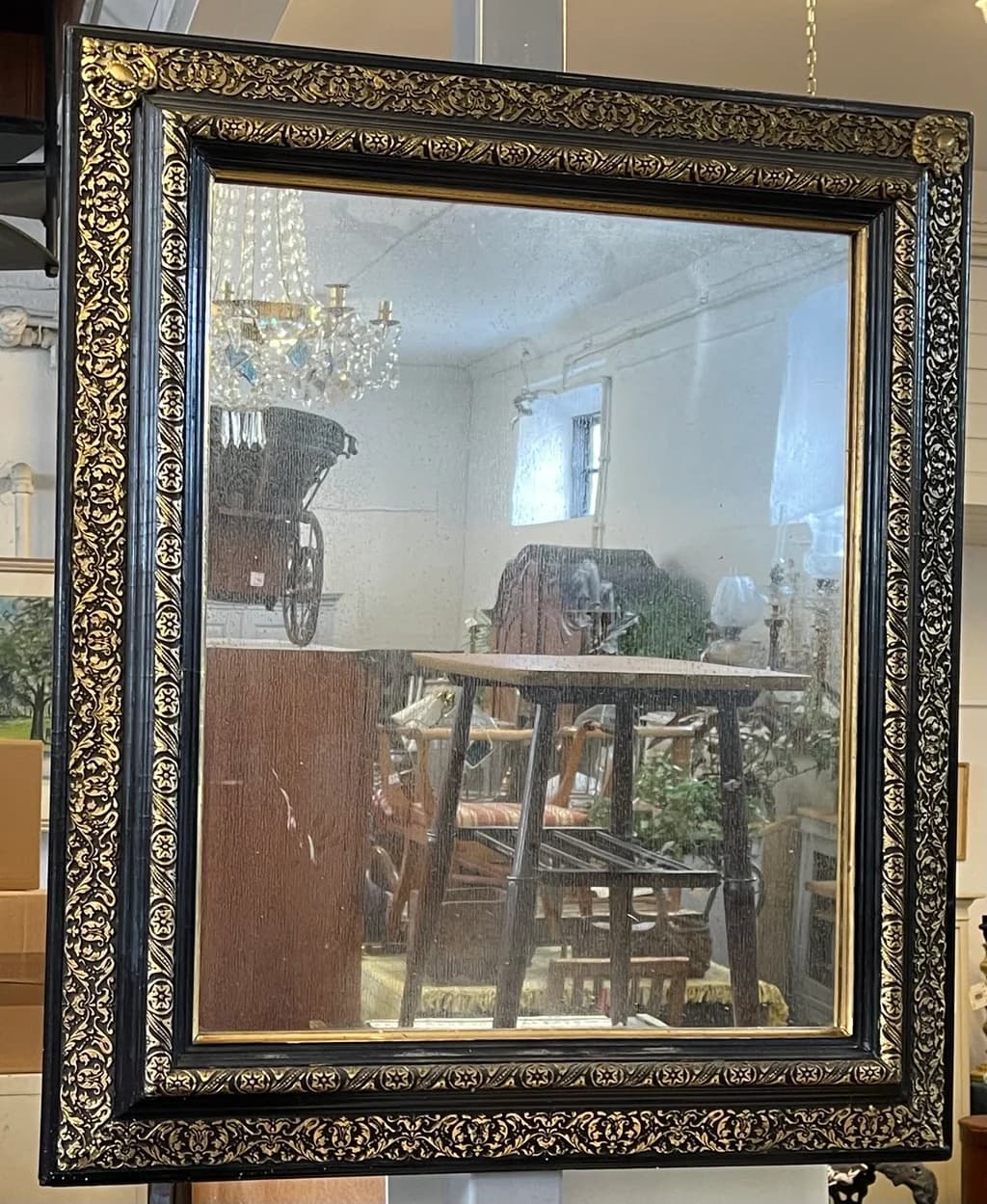 Spegel med träram, 1800 tal