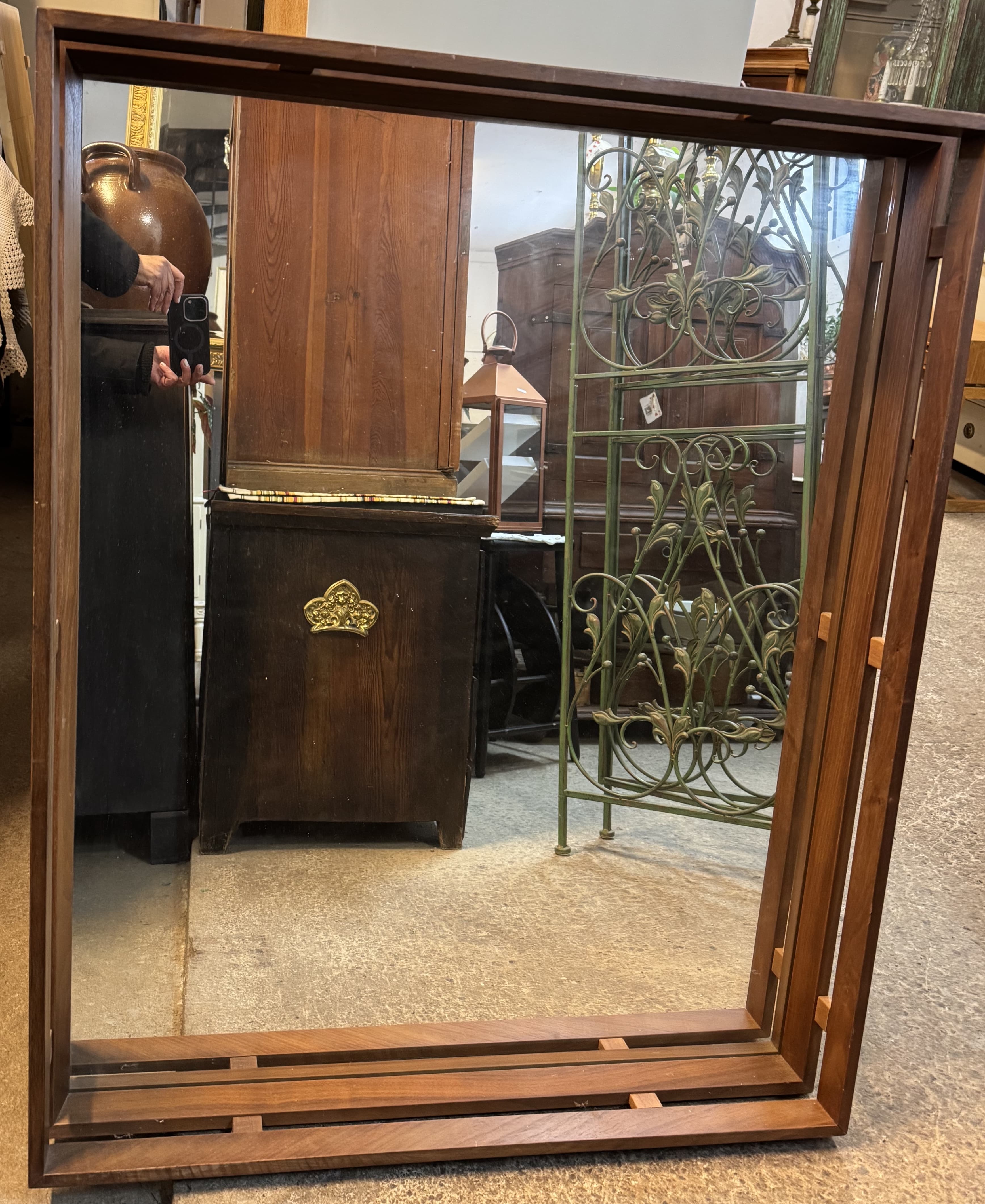 Stor fin spegel i teak