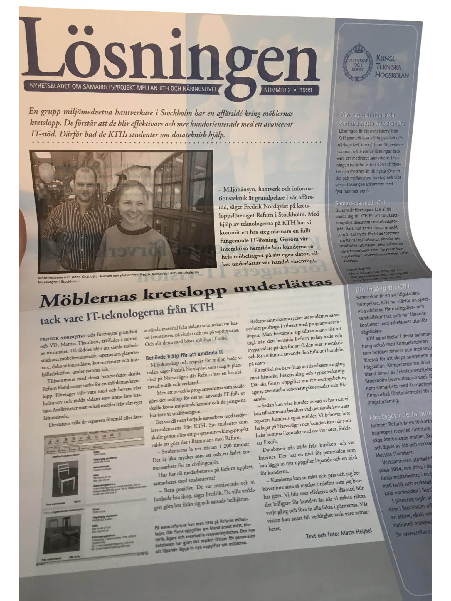 Tidningsreportage om ReFurn